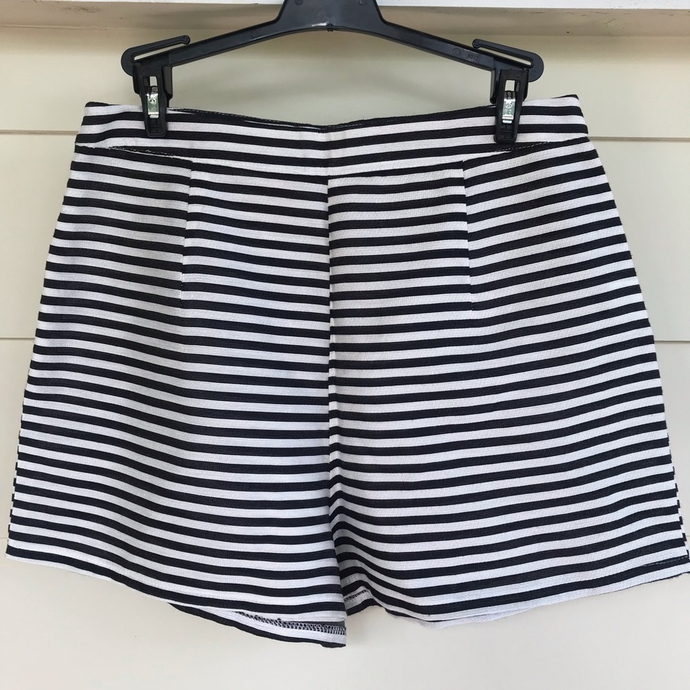 Misguided high rise black and white stripe shorts